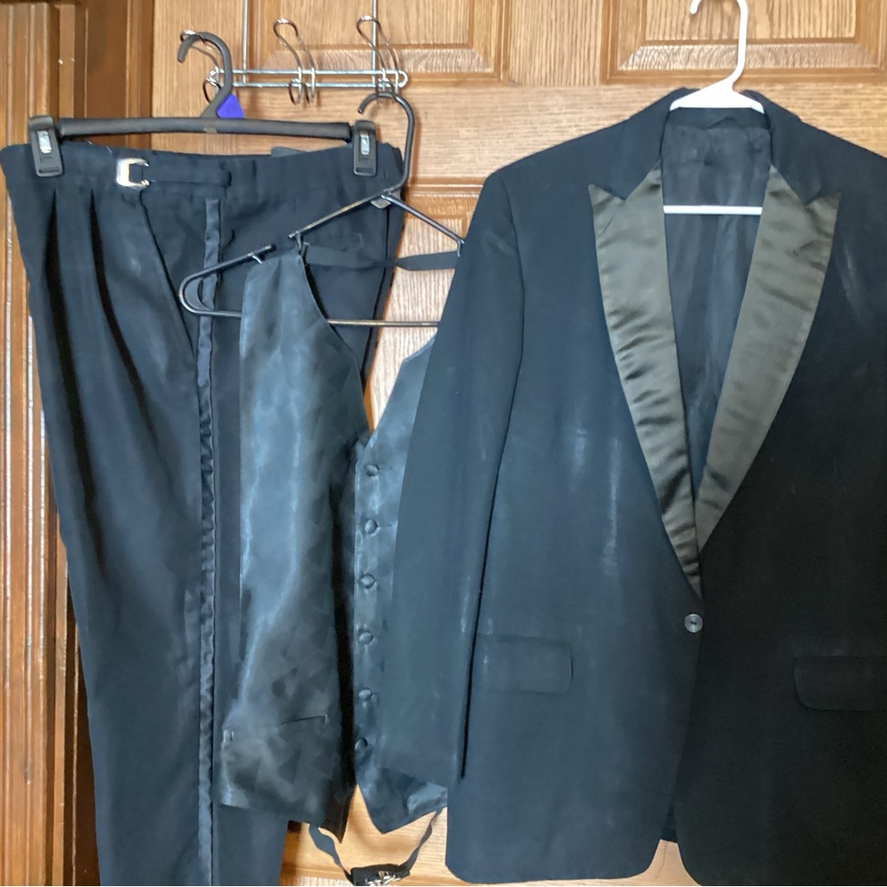 Men's Black Suit with Satin Lapel